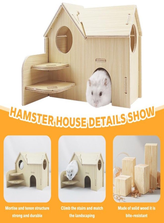 Highland Farms Select Hamster House - Double-Decker Hut With Slide, Guinea Pig Castle, Small Animal Habitat Decor, Cage Accessories - Image 5